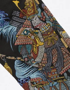 Sweatpants*Maharishi 4247 Samurai Vs. Dragon Embroidered Sweatpants Black