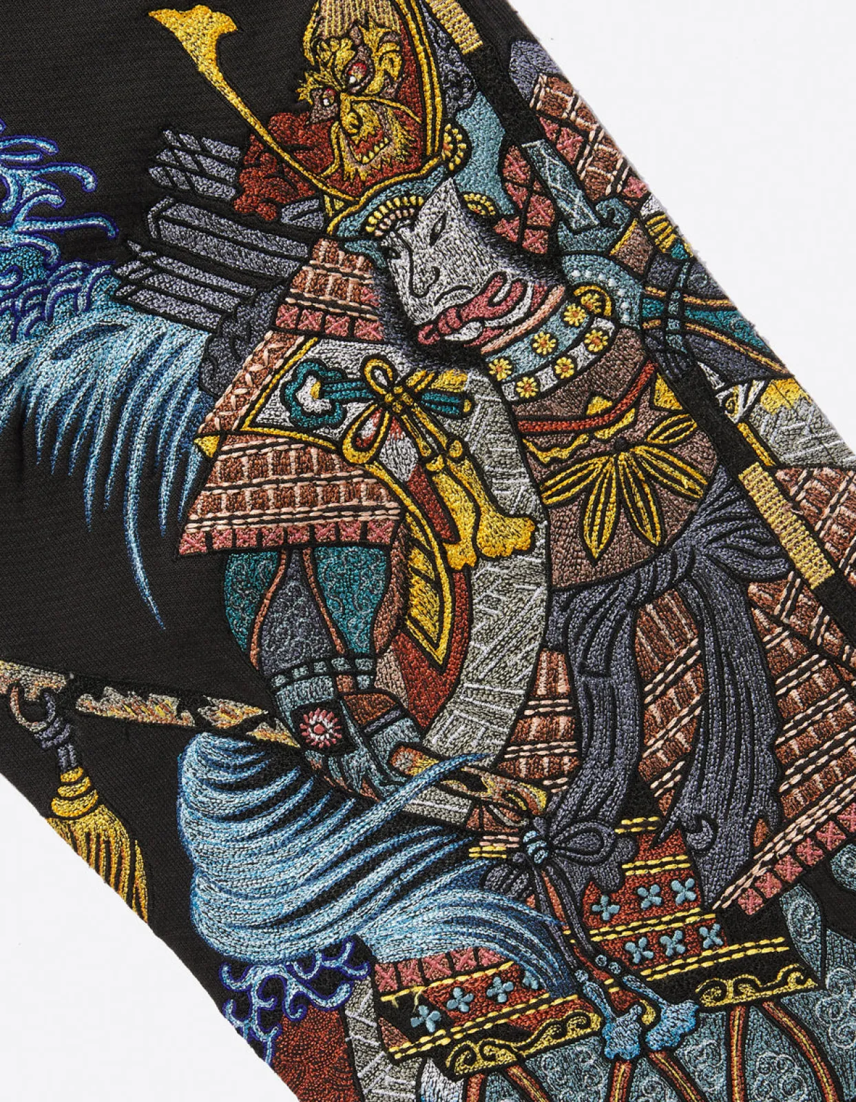 Sweatpants*Maharishi 4247 Samurai Vs. Dragon Embroidered Sweatpants Black