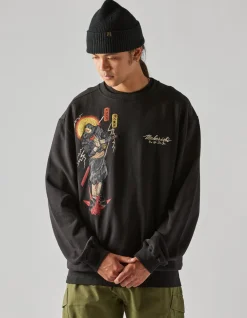 Crew Sweats*Maharishi 4503 Shinobi Embroidered Crew Sweat Black