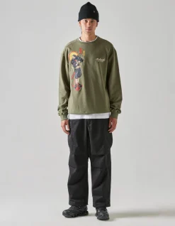Crew Sweats*Maharishi 4503 Shinobi Embroidered Crew Sweat Olive Og-107F