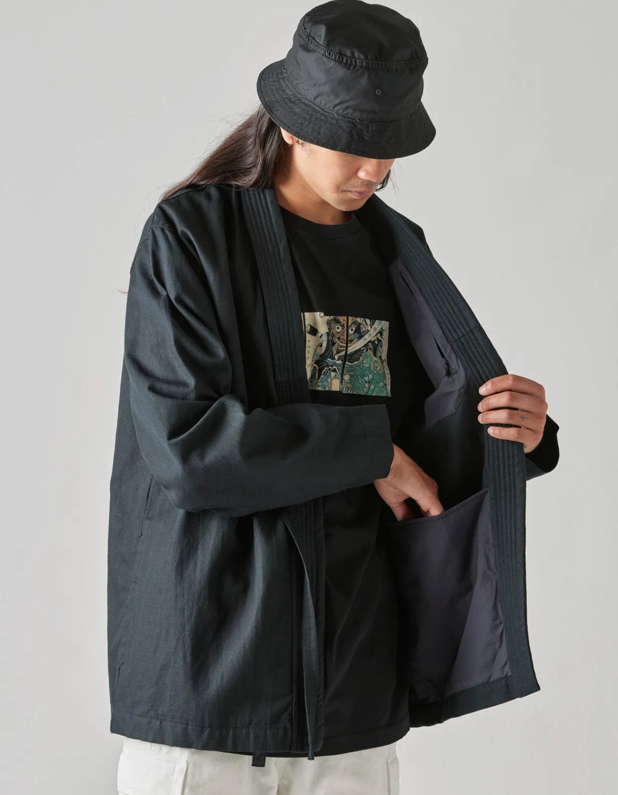 Kimonos*Maharishi 4587 Shinobi Hemp Kimono Black
