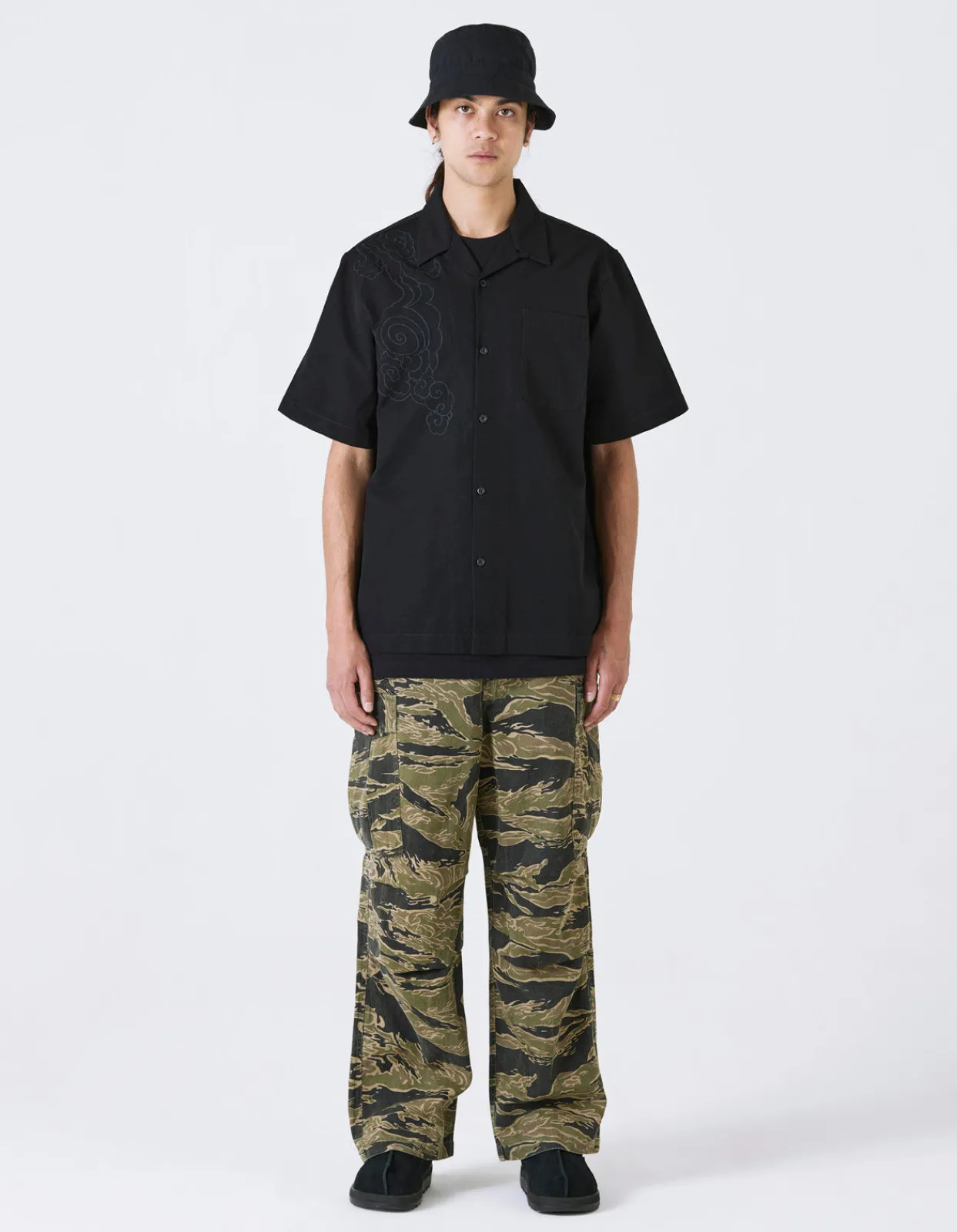 Shirts*Maharishi 4300 Thai Cloud Camp Collar Shirt Black