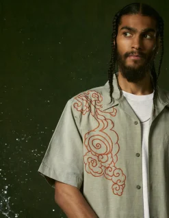 Shirts*Maharishi 4300 Thai Cloud Camp Collar Shirt Silver Sage