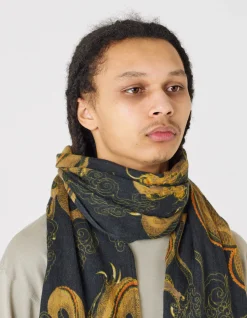 Hats And Scarves*Maharishi 4233 Thai Cloud Dragon Pashmina Golden Black