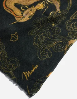 Hats And Scarves*Maharishi 4233 Thai Cloud Dragon Pashmina Golden Black