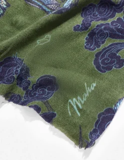 Hats And Scarves*Maharishi 4233 Thai Cloud Dragon Pashmina Olive