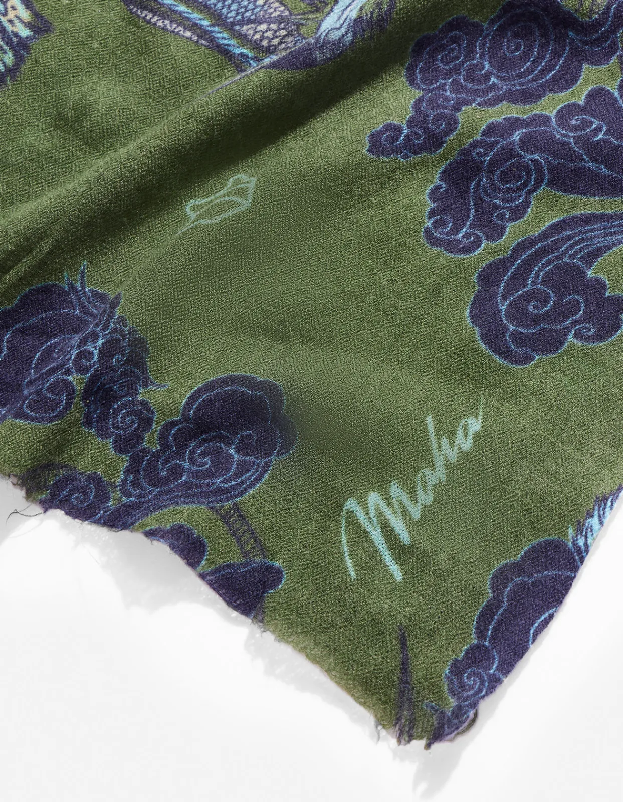 Hats And Scarves*Maharishi 4233 Thai Cloud Dragon Pashmina Olive