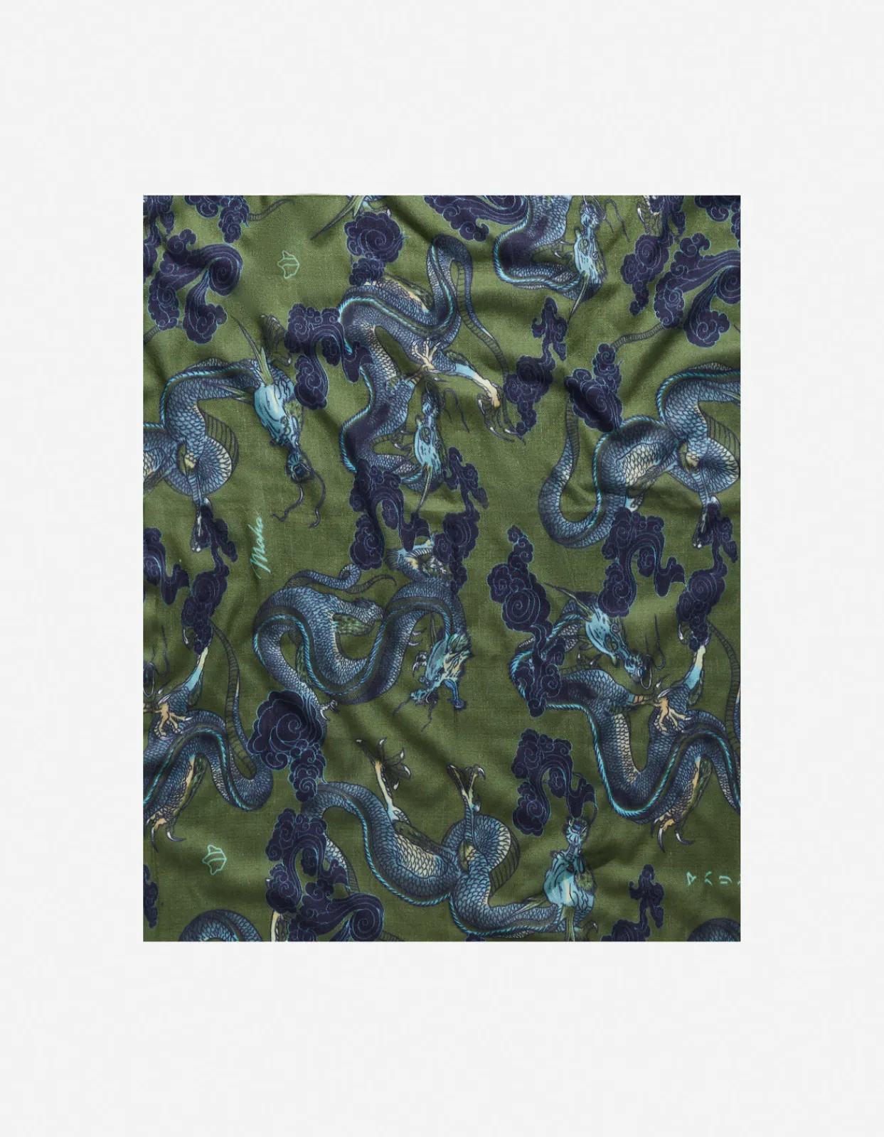 Hats And Scarves*Maharishi 4233 Thai Cloud Dragon Pashmina Olive