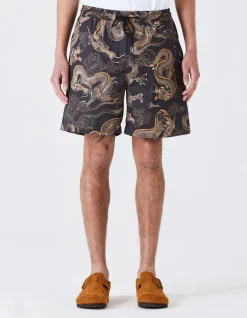 Swim Shorts*Maharishi 1023 Thai Cloud Dragon Swim Shorts Golden Black