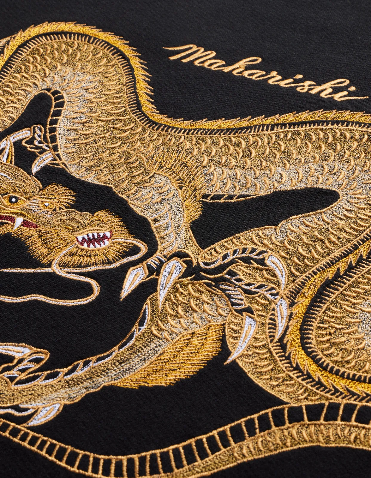 Crew Sweats*Maharishi 4216 Thai Dragon Embroidered Crew Sweat Black