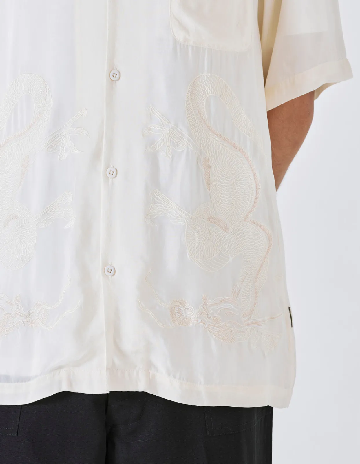 Shirts*Maharishi 4303 Thai Dragon Summer Shirt Ecru