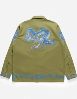 Shirts*Maharishi 4213 Thai Dragon Utility Shirt Olive Og-107F