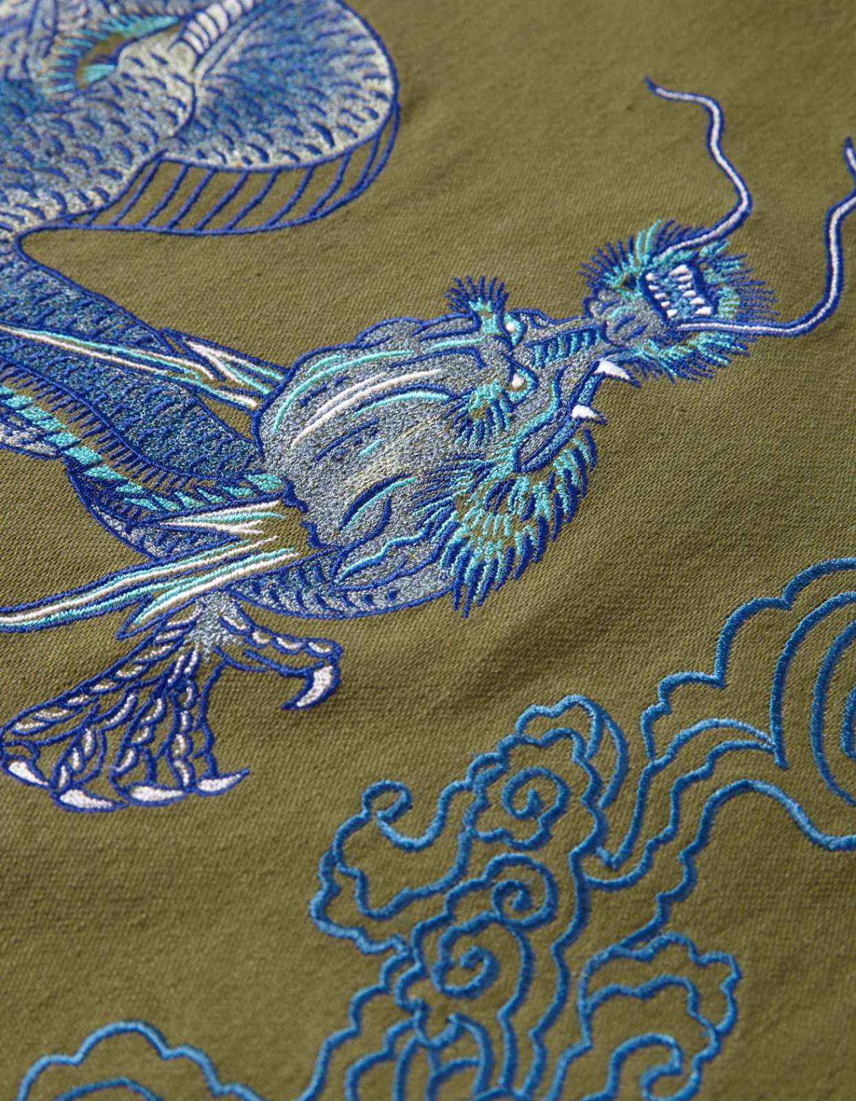 Shirts*Maharishi 4213 Thai Dragon Utility Shirt Olive Og-107F