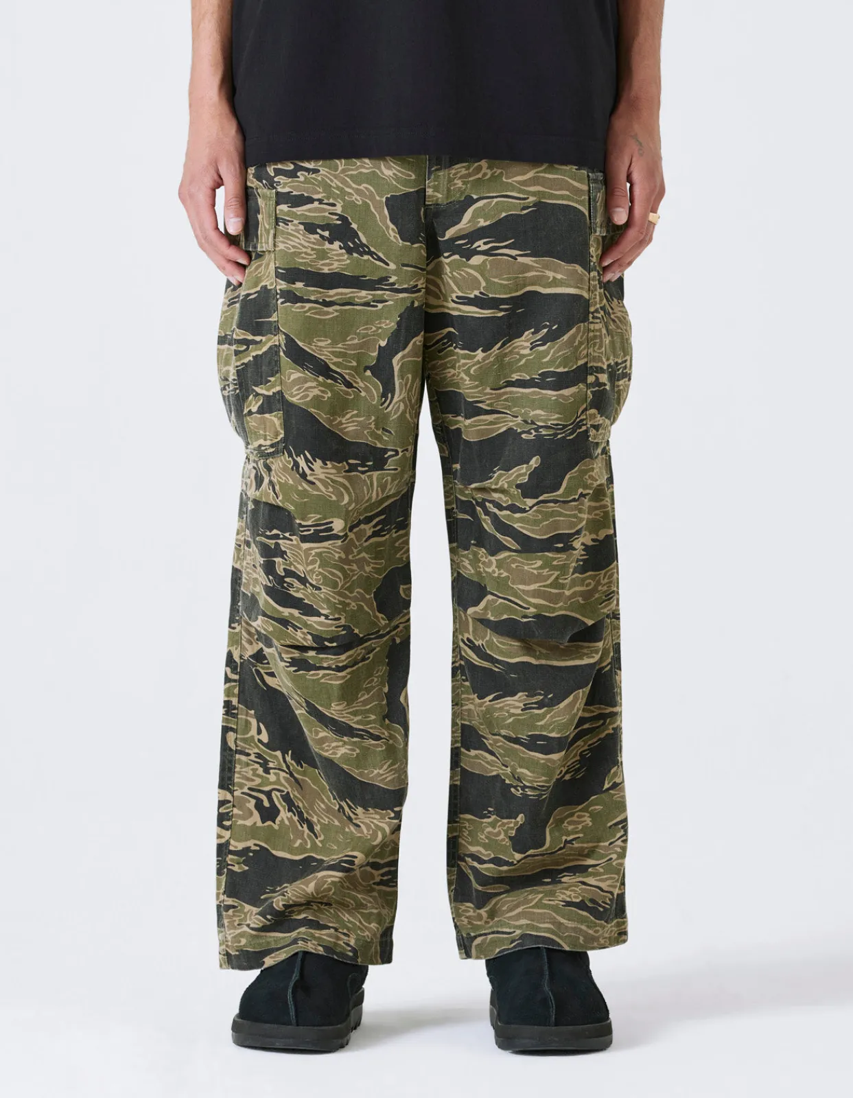 Cargo Pants*Maharishi 4291 Tigerstripe Loose Cargo Pants Mint Gold