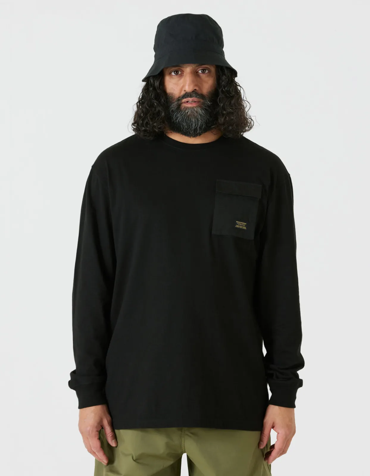 Long Sleeve T-Shirts*Maharishi 4231 Utility Pocket L/S T-Shirt Black