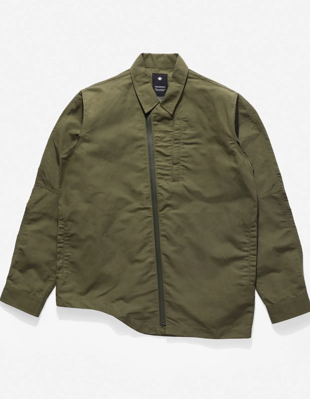 Shirts*Maharishi 4202 Ventile® Wr Asym Tech Shirt Olive Og-107F