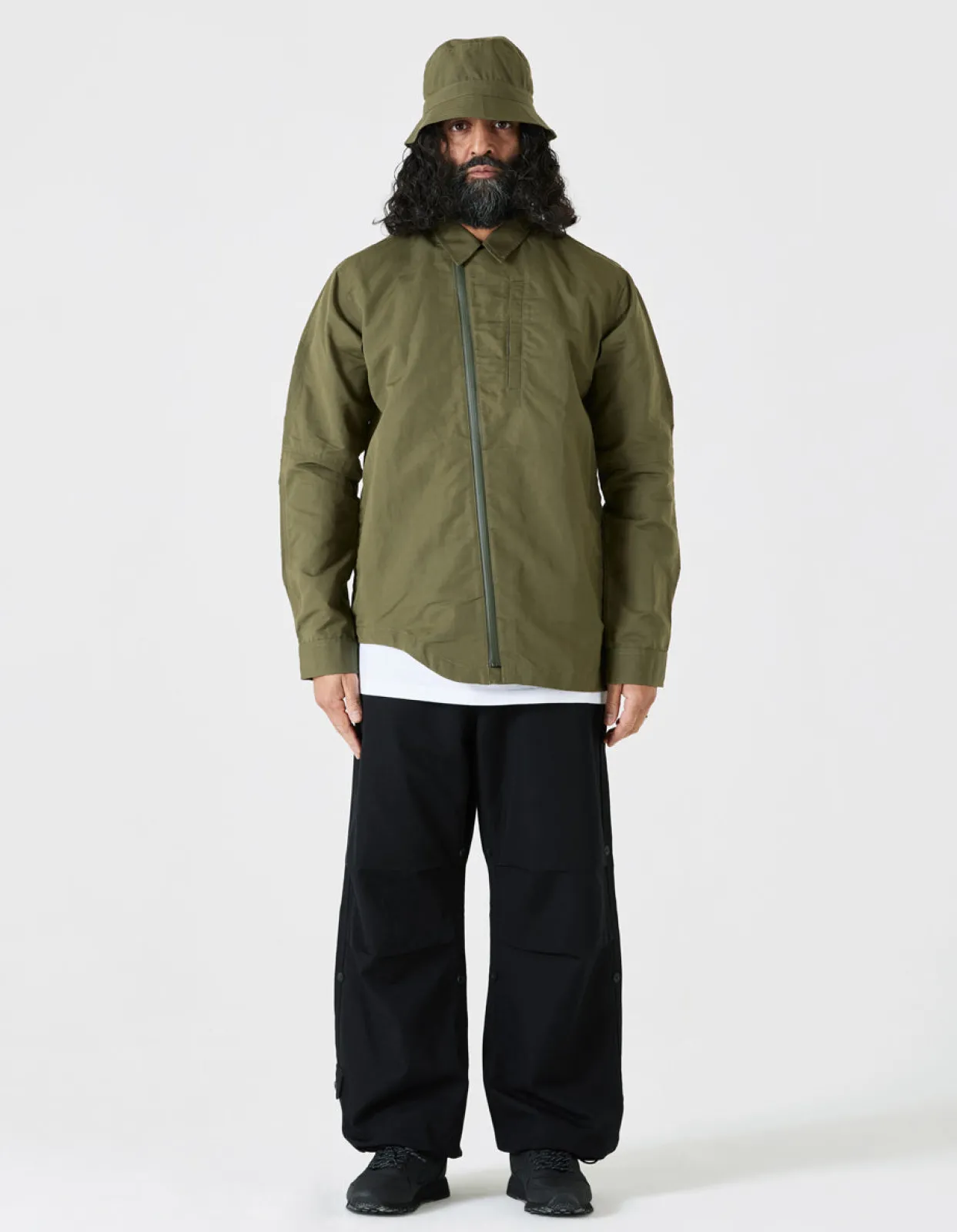 Shirts*Maharishi 4202 Ventile® Wr Asym Tech Shirt Olive Og-107F
