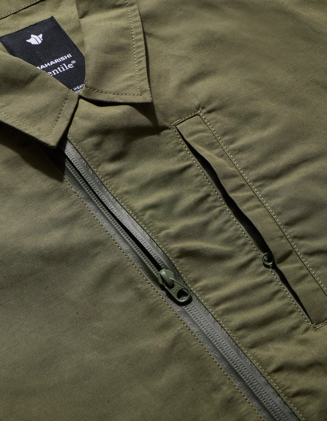 Shirts*Maharishi 4202 Ventile® Wr Asym Tech Shirt Olive Og-107F
