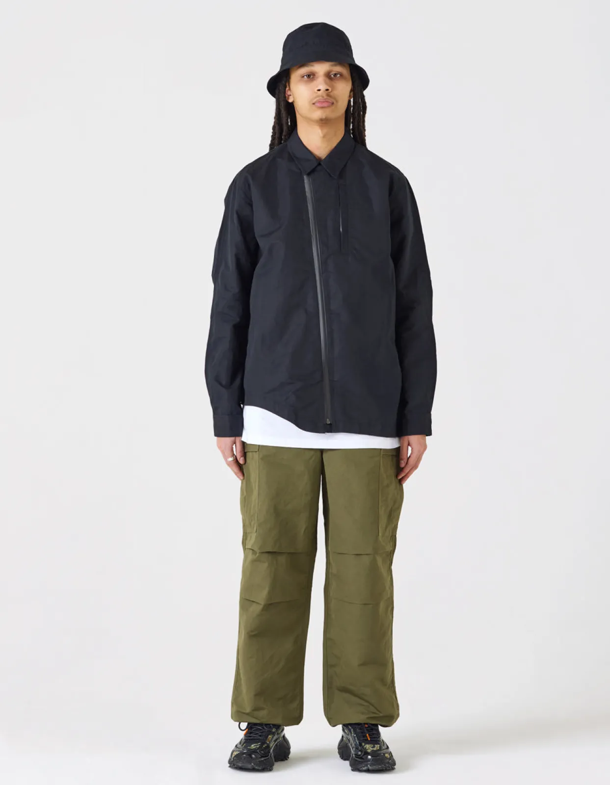 Shirts*Maharishi 4202 Ventile® Wr Asym Tech Shirt Black
