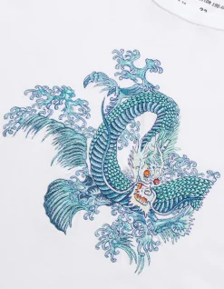 Short Sleeve T-Shirts*Maharishi 4243 Water Dragon Embroidered T-Shirt White