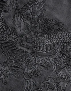 Parkas*Maharishi 4240 Water Dragon Embroidered Kimono Parka Black Blk-108Ff