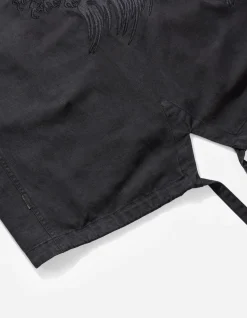 Parkas*Maharishi 4240 Water Dragon Embroidered Kimono Parka Black Blk-108Ff