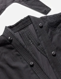 Parkas*Maharishi 4240 Water Dragon Embroidered Kimono Parka Black Blk-108Ff