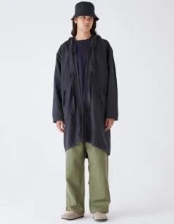 Parkas*Maharishi 4240 Water Dragon Embroidered Kimono Parka Black Blk-108Ff