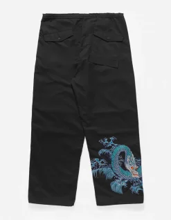 Original Snopants*Maharishi 4244 Water Dragon Embroidered Loose Snopants® Black