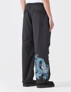 Original Snopants*Maharishi 4244 Water Dragon Embroidered Loose Snopants® Black