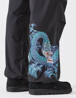 Original Snopants*Maharishi 4244 Water Dragon Embroidered Loose Snopants® Black