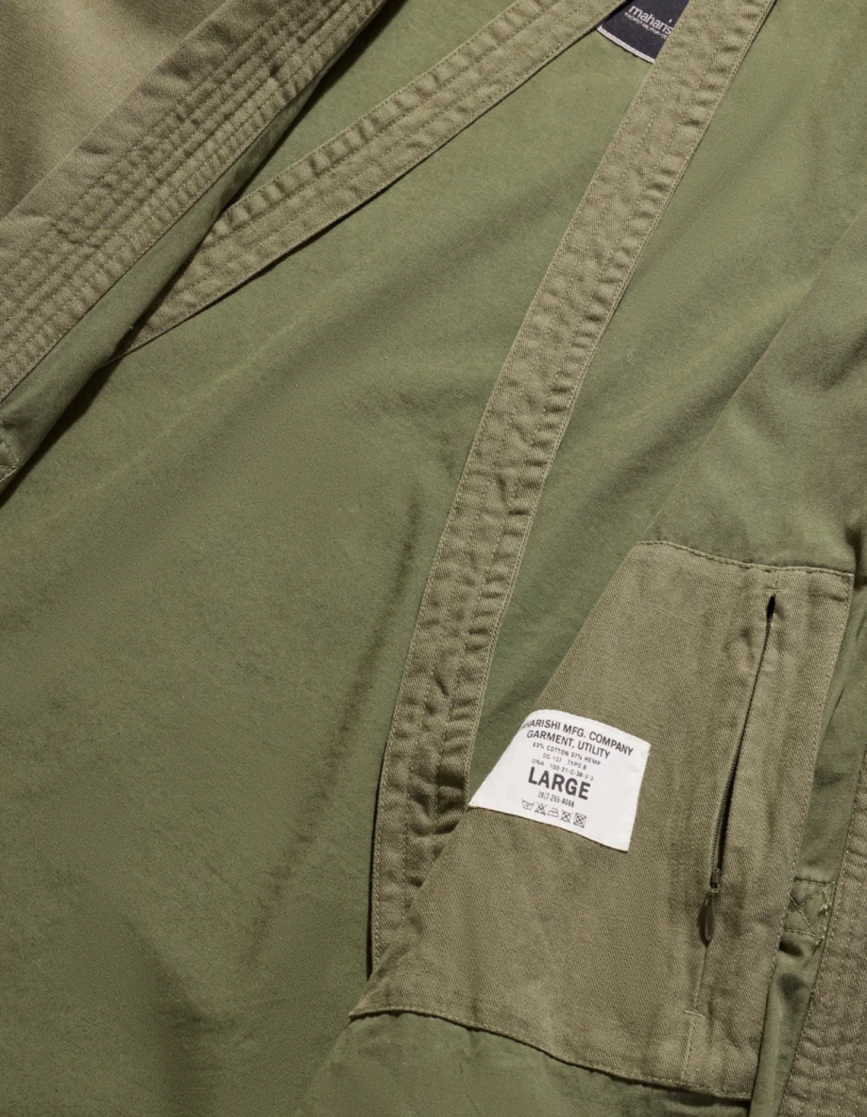 Parkas*Maharishi 4240 Water Dragon Embroidered Kimono Parka Olive Og-107Ff