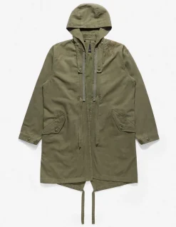 Parkas*Maharishi 4240 Water Dragon Embroidered Kimono Parka Olive Og-107Ff