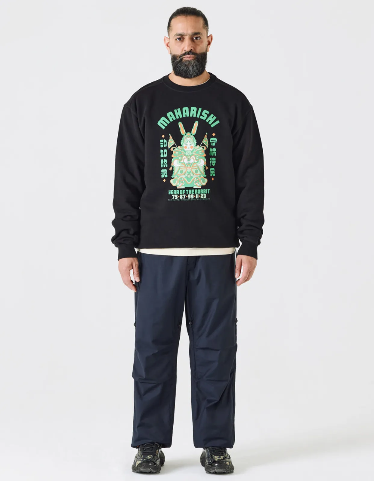 Crew Sweats*Maharishi 1001 Water Rabbit Crew Sweat Black