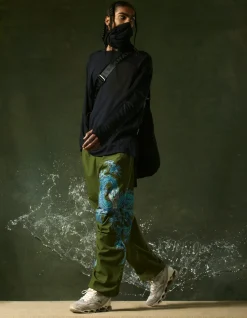 Original Snopants*Maharishi 4245 Xl Water Dragon Embroidered Loose Snopants® Olive Og-107F